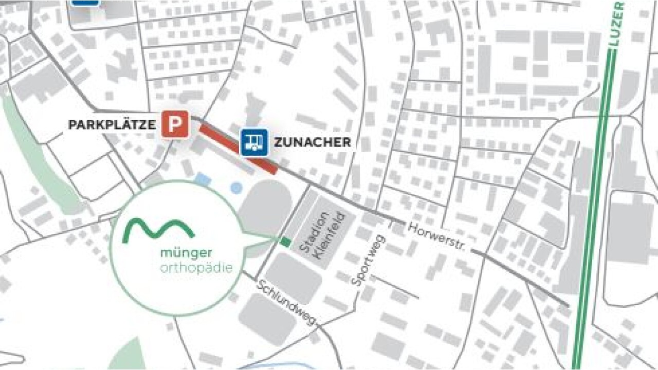 Standort münger orthopädie beim Stadion Kleinfeld